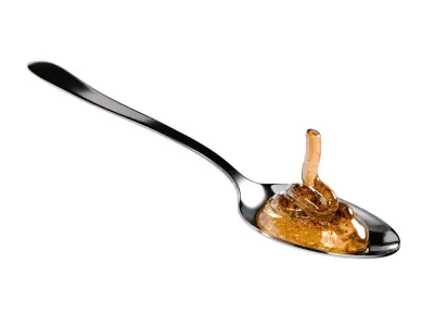 Honey Viscous Animation and Simulation on Spoon 3D model