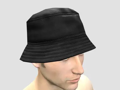 Bucket hat - black Low-poly 3D model