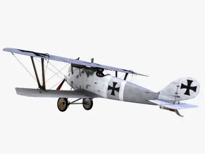 German Biplane Pfalz DIII WWI Plane Low-poly 3D model