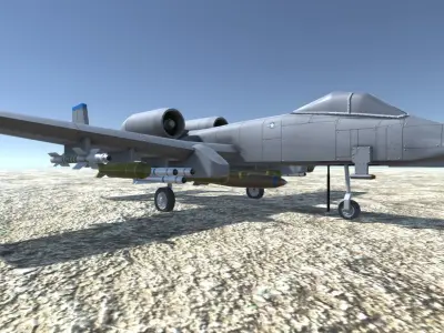 Low Poly A10 Thunderbolt II Low-poly 3D model
