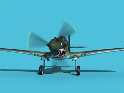 Curtiss P-40B Tomahawk V06 China Flying Tigers 3D model