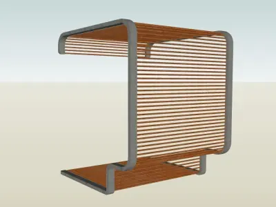 Modern bench with build-in shade 3D model