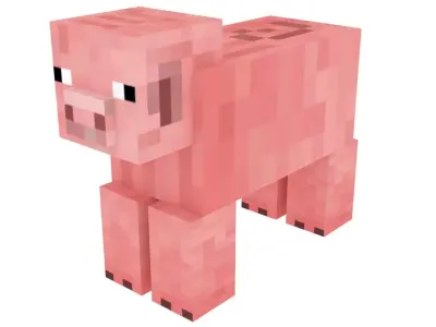 Walking Minecraft Pig 3D model