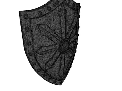 Damaged Wooden Shield with Iron Boss 3D model