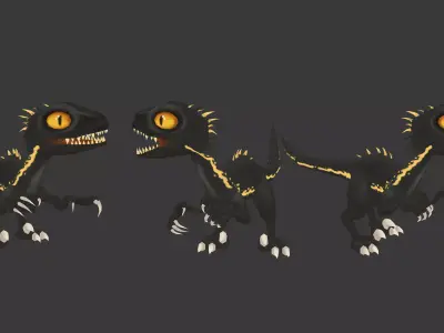 Low Poly IndoRaptor Animated Low-poly 3D model