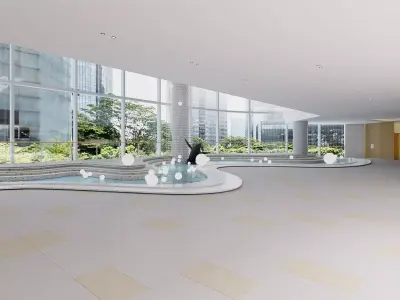 Futuristic Commercial Atrium Modern Shopping Mall Interior 3D model