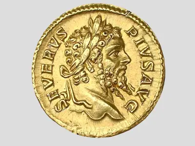 Roman Empire Gold Coin - Lucius Septimius Severus Low-poly 3D model