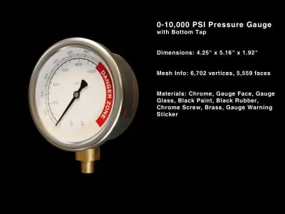 10000 PSI Pressure Gauge 3D model