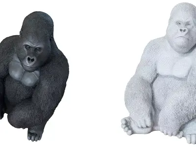 Deco Figurine Monkey Gorilla Side XL Free low-poly 3D model