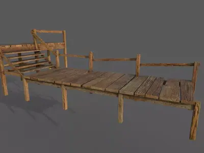 wooden pier Low-poly 3D model Low-poly 3D model