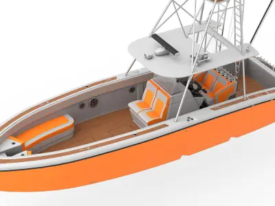 Sport fishing boat Orange 3D model