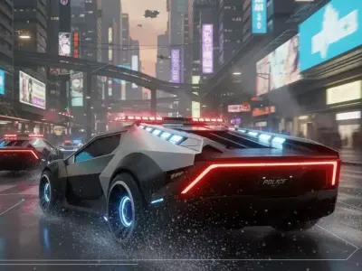 Police Pursuit in a Neon-Drenched City Low-poly 3D model