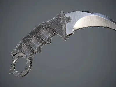Knife Karambit Black Low-poly 3D model