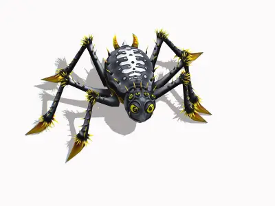 Gray Spider Insect  Animated Funny Cartoon Low-poly 3D model