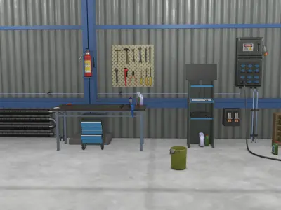 Truck Repair Workshop Interior 01 All PBR Unity UE Textures Low-poly 3D model