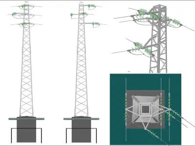 Voltage overhead power line tower 952 node Free 3D model
