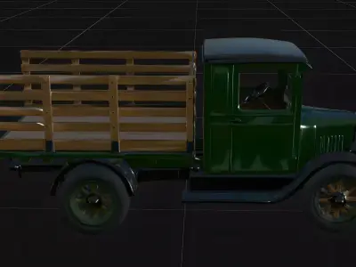Realistic Vintage 1920s Flatbed Stake Truck 3D Model Low-poly 3D model