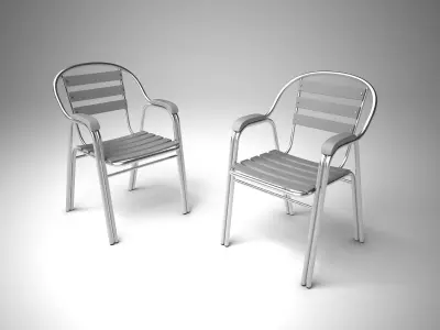 Aluminum Wood Chair 3D model