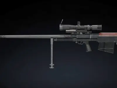 KSVK Sniper Low Poly Realistic Low-poly 3D model