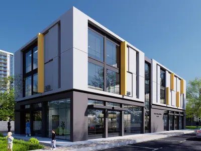 Commercial building Low-poly 3D model