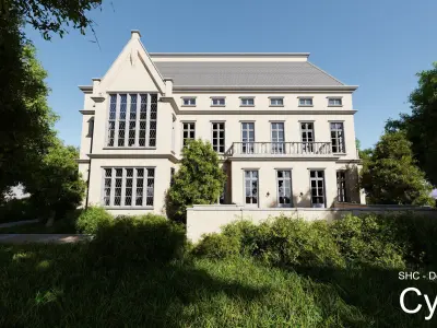 Classic Estate with interior for Blender Eevee and Cycles Low-poly 3D model