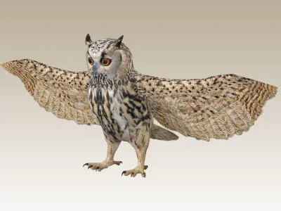 Great Horned Owl  Low-poly 3D model