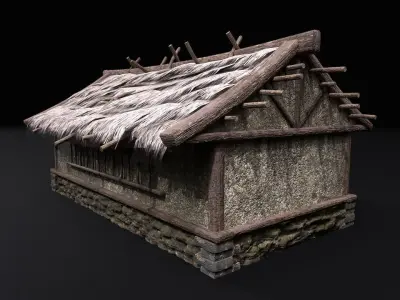 Realistic Medieval House Low-poly 3D model