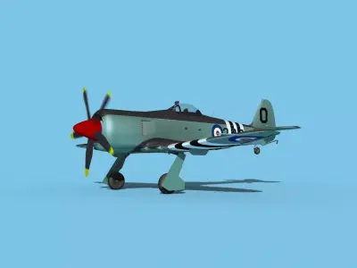 Hawker Sea Fury MKII V03 RN 3D model