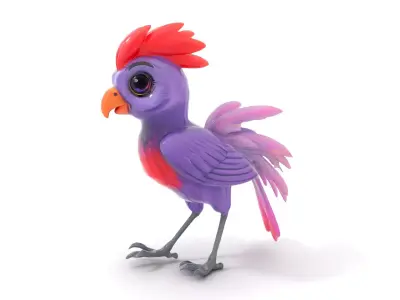 Vibrant Purple Bird model pack Low-poly 3D model