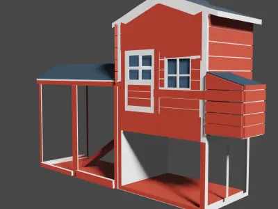 CHicken coop Low-poly 3D model order
