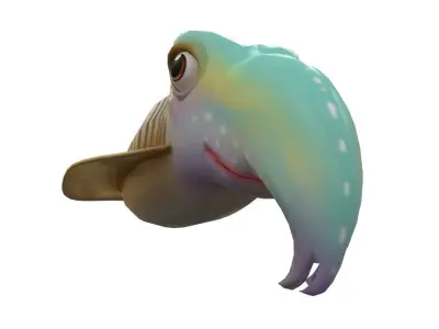 Common Cuttle Fish Cartoon Animated Low-poly 3D model
