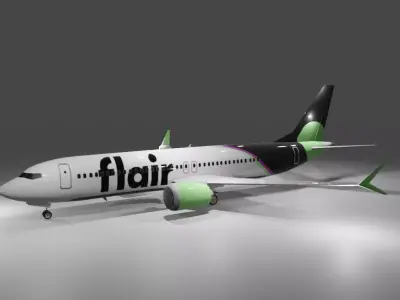 Flair airlines Boeing 737 max 8 3d model with cockpit Low-poly 3D model