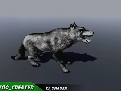 Low-Poly Wolf Rigged-Animated 3D Model Low-poly 3D model