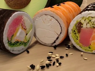 Sushi with avocado 3D model
