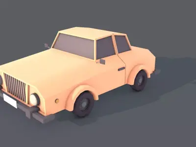 car - low poly orange Free low-poly 3D model