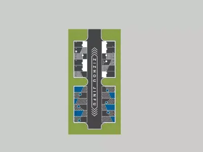 Modern Outdoor Parking Lot with Road Markings 3D model