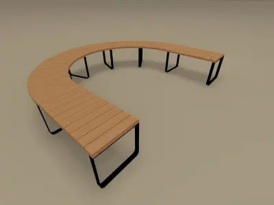 Low Poly Outdoor Curved Bench Low-poly 3D model