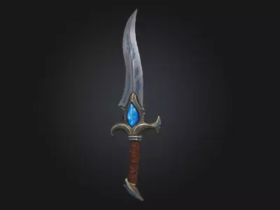 Fantasy Blade Low Poly Stylized Weapon Low-poly 3D model