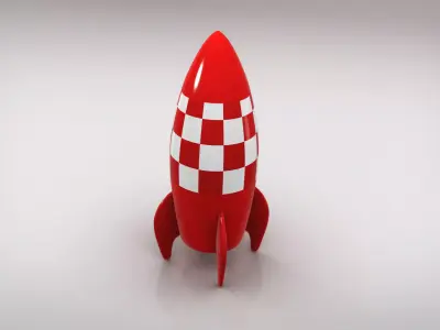 Cartoon Rocket Low-poly 3D model