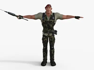 Commando Soldier Character Rigged 3D model
