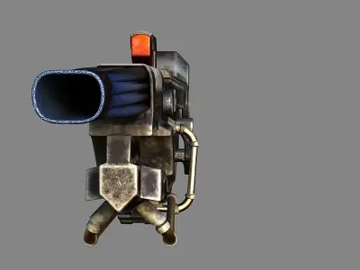 Sci fi big gun for robot mecha Low-poly 3D model