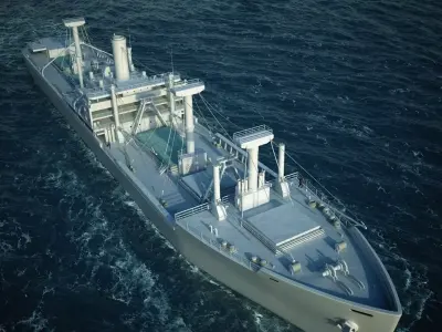 High detailed White Army Ship Scene - Model 3D model