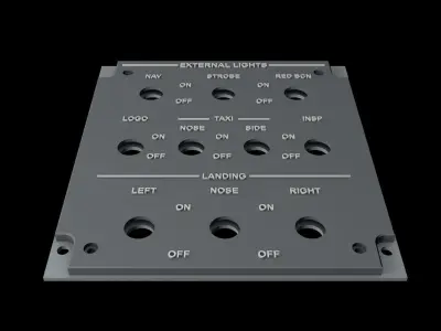 EMBRAER E1 OVERHEAD - EXTERNAL LIGHTS PANEL 3D print model