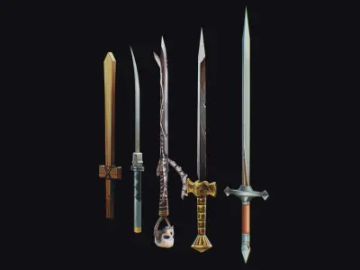 Sword Edged Weapon One Handed Medieval Melee Knife Iron Blade Low-poly 3D model