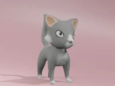 Toon cat Free low-poly 3D model