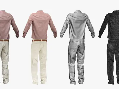 001284 mans pink top and white pants Low-poly 3D model