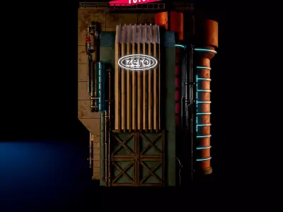 SCIFI CYBERPUNK FUTURISTIC NEON BUILDING 06 Low-poly 3D model