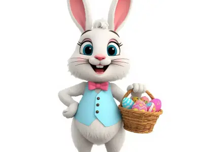 Cheerful Easter Bunny 3D Model - Cute Holiday Character Low-poly 3D model