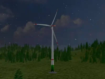Wind-turbine with foundation E1 H-163 RD 172 m Low-poly 3D model