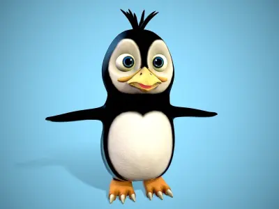 Cartoon penguin Low-poly 3D model